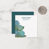 Dusty Blue Modern Floral Foliage Hydrangea Notitiekaartje (Voorkant / Achterkant in situ)