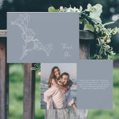Dusty Blue Modern Floral Foto Weddenschap Bedankkaart