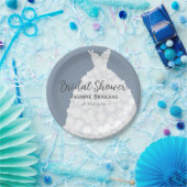 Dusty Blue Modern Floral Gown Vrijgezellenfeest Papieren Bordje (Feest)