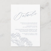 Dusty Blue Modern Floral Wedding Detail Informatiekaartje (Voorkant)