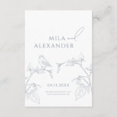 Dusty Blue Modern Floral Wedding Detail Informatiekaartje (Achterkant)