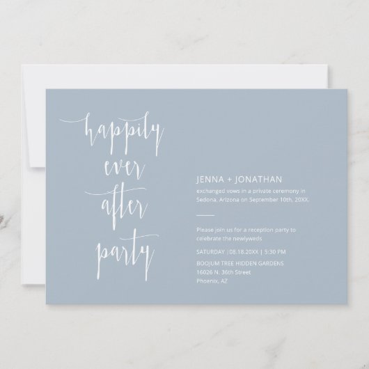 Dusty Blue Modern, gelukkig ooit na QR Code Photo Kaart (Voorkant)