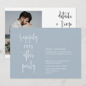 Dusty Blue Modern, gelukkig ooit na QR Code Photo Kaart (Voorkant / Achterkant)