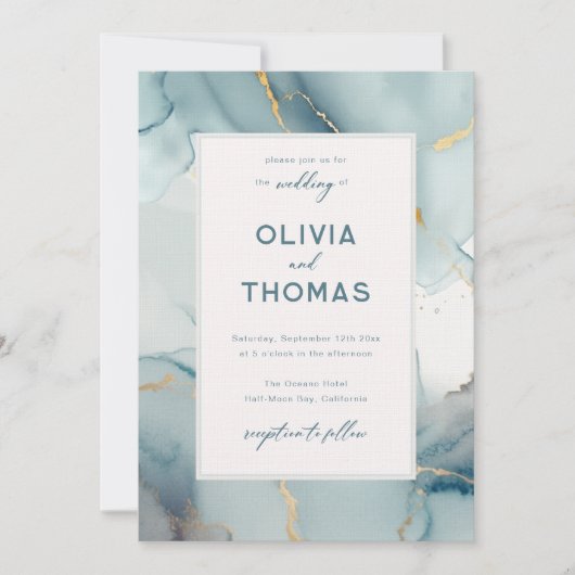 Dusty Blue Modern Lijst Elegant Blauwgroen strand  Kaart (Voorkant)