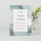 Dusty Blue Modern Lijst Elegant Blauwgroen strand Kaart (Staand voorkant)