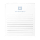  Dusty Blue Modern Lined Chic Trendy Monogram  Notitieblok (Voorkant)