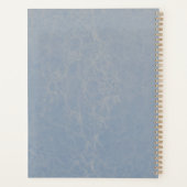 Dusty Blue Modern Marble Monogram Planner (Achterkant)