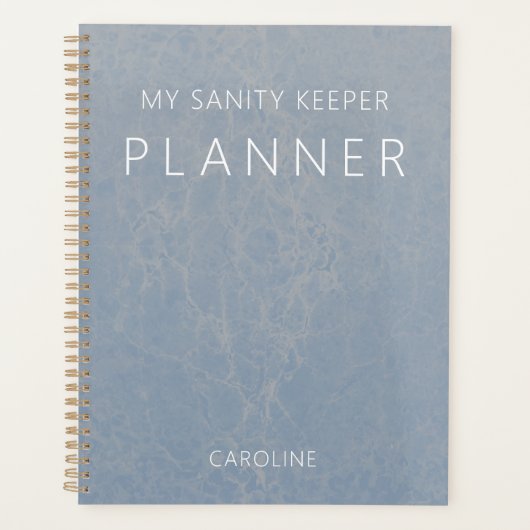 Dusty Blue Modern Marble Planner (Voorkant)