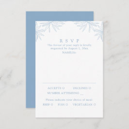 Dusty Blue Modern Minimal Botanical Meal RSVP Kaartje