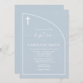 Dusty Blue Modern Minimal Celebration Baptisme Kaart (Voorkant / Achterkant)