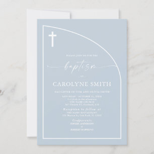 Dusty Blue Modern Minimal Celebration Baptisme Kaart