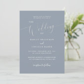 Dusty Blue Modern Minimal Photo Wedding Kaart (Staand voorkant)