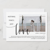 Dusty Blue Modern Minimal Script Photo Elopement Kaart (Achterkant)