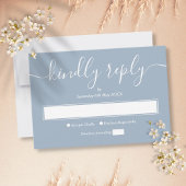 Dusty Blue Modern Minimalist Elegant Script RSVP Kaartje
