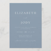 Dusty Blue Modern Minimalist Elegant Wedding Kaart (Voorkant)