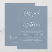 Dusty Blue Modern minimalist Elegant Wedding Kaart (Voorkant / Achterkant)