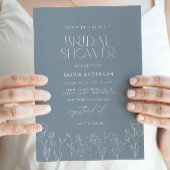 Dusty Blue Modern minimalist Floral Vrijgezellenfe Kaart