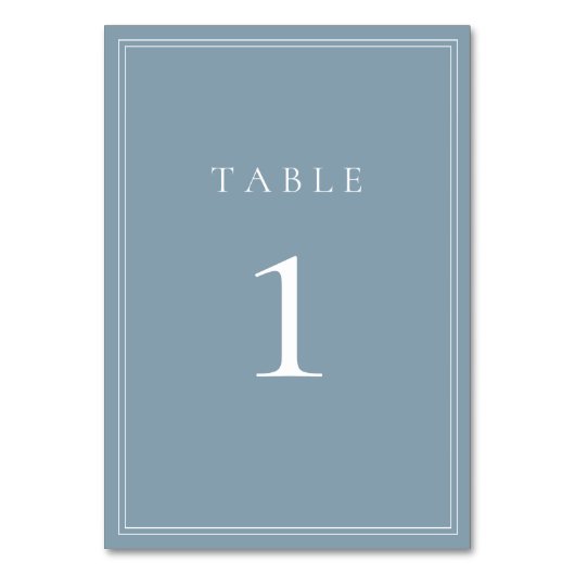 Dusty Blue Modern Minimalist Weddengement Table Nu Kaart (Voorkant)