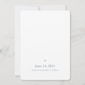 Dusty Blue Modern minimalist Weddenschap Big Numbe Save The Date (Achterkant)