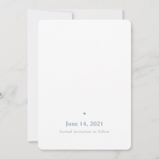Dusty Blue Modern minimalist Weddenschap Big Numbe Save The Date (Achterkant)