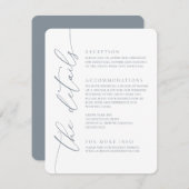 Dusty Blue Modern Minimalist Wedding 2 Enclosure C Informatiekaartje (Voorkant / Achterkant)