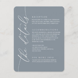 Dusty Blue Modern minimalist Wedding 2 Informatiekaartje