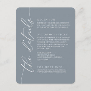 Dusty Blue Modern minimalist Wedding 2 Informatiekaartje