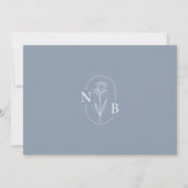 Dusty Blue Modern Minimalist Wedding Elegant Kaart (Achterkant)