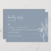 Dusty Blue Modern Minimalist Wedding Elegant Kaart (Voorkant / Achterkant)