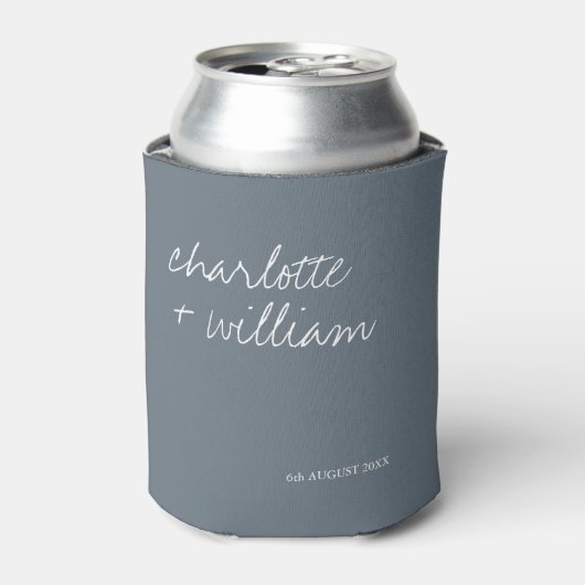 Dusty Blue Modern minimalist Wedding Favors Blikjeskoeler (Blikje Voorkant)