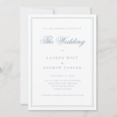 Dusty Blue Modern minimalist Wedding Invitation Kaart (Voorkant)