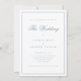 Dusty Blue Modern minimalist Wedding Invitation Kaart