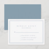 Dusty Blue Modern Minimalistisch Bruiloft RSVP Kaa (Voorkant / Achterkant)