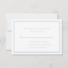 Dusty Blue Modern Minimalistisch Bruiloft RSVP Kaa Kaartje