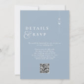 Dusty Blue Modern Monogram Wedding QR-code Kaart (Achterkant)