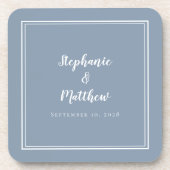 Dusty Blue Modern Pas getrouwd Wedding minimalist Bier Onderzetter (Voorkant)
