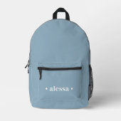 Dusty Blue Modern Personalized Kids Backpack Bedrukte Rugzak (Voorkant)