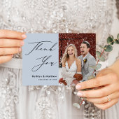 Dusty Blue Modern Photo Chic Wedding Bedankt Briefkaart
