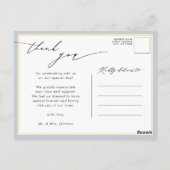 Dusty Blue Modern Photo Chic Wedding Bedankt Briefkaart (Achterkant)