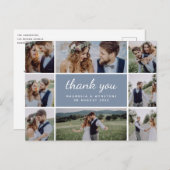 Dusty Blue Modern Photo Collage Weddenschap Bedank Briefkaart (Voorkant / Achterkant)