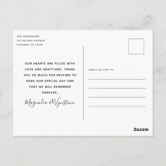 Dusty Blue Modern Photo Collage Weddenschap Bedank Briefkaart (Achterkant)