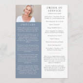 Dusty Blue Modern Photo Order of Service Funeral Programmakaart (Achterkant)
