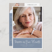 Dusty Blue Modern Photo Order of Service Funeral Programmakaart (Voorkant / Achterkant)