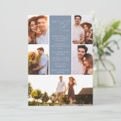 Dusty Blue Modern Photo QR Code All in One Wedding Kaart (Staand voorkant)