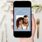 Dusty blue modern photo wedding Save the Date