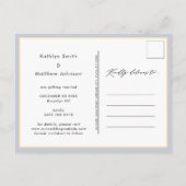 Dusty Blue Modern Photo Wedding Save the Date Aankondigingskaart (Achterkant)