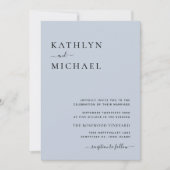 Dusty Blue Modern QR Code in één bruiloft Kaart (Voorkant)