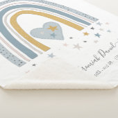 Dusty Blue Modern Rainbow Birth Stats Boy Baby Sherpa Deken (3/4)