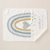 Dusty Blue Modern Rainbow Birth Stats Boy Baby Sherpa Deken (Voorkant (horizontaal))