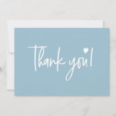 Dusty blue Modern script Baby shower Bedankkaart (Voorkant)